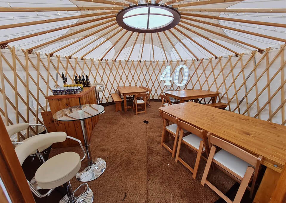 Small Bar and table and chairs in a Yurt