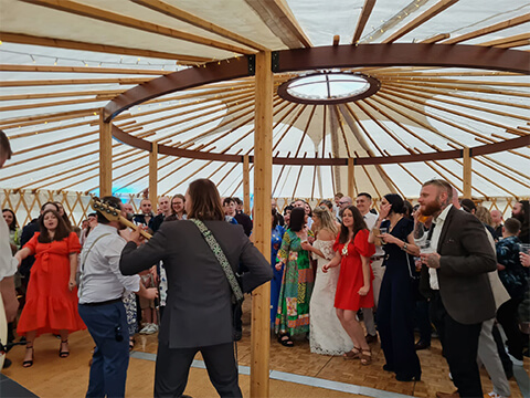 Wedding Band Playing in a yurt