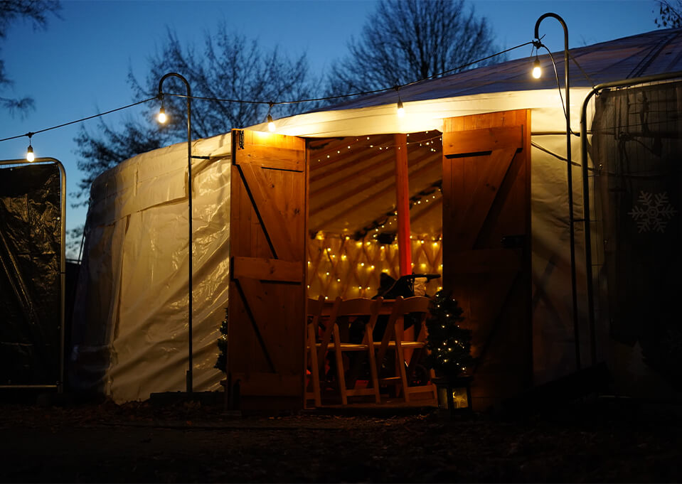 The Entrance to a Yurt at Night