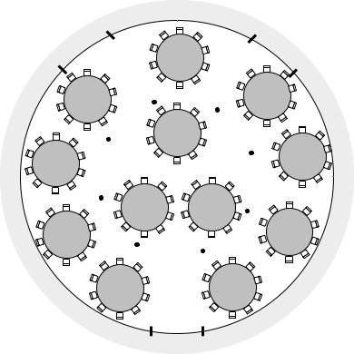 40ft Yurt Layout 120 Guests Round Tables
