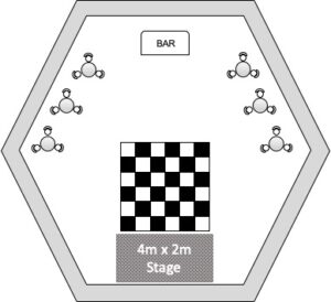 Hex Marquee Layout up to 150 Standing